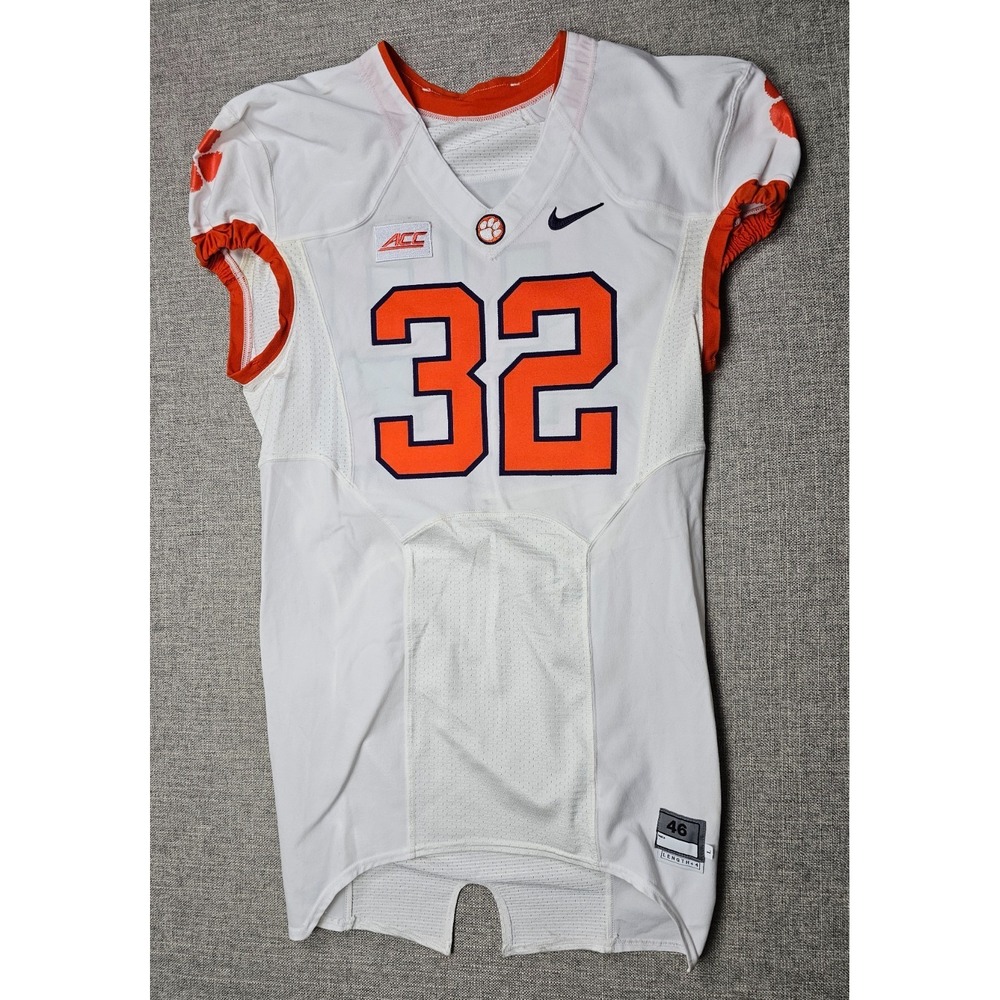 Clemson Tigers Football Jersey Mens 46 L White Game Worn Team Issued Nike #32